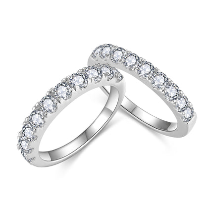 10-Stone Moissanite Ring, S925 Silver 18K Gold Plated Wedding Band for Women