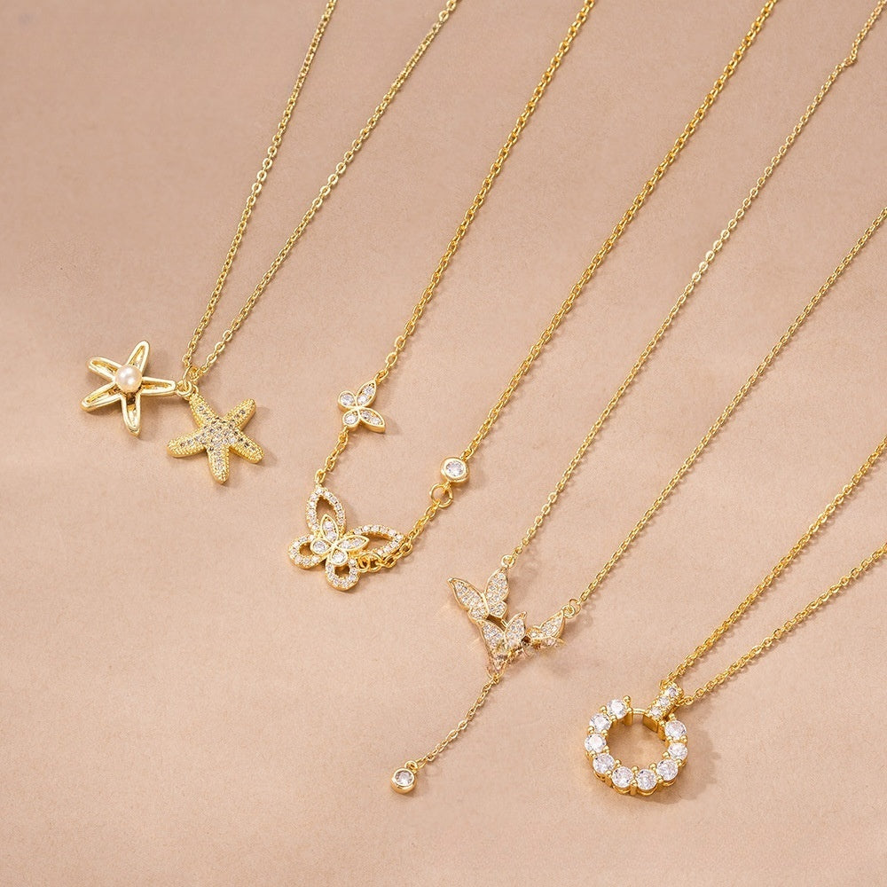 Elegant Circle Pendant Necklace for Women Sparkly Minimalist Layering Piece