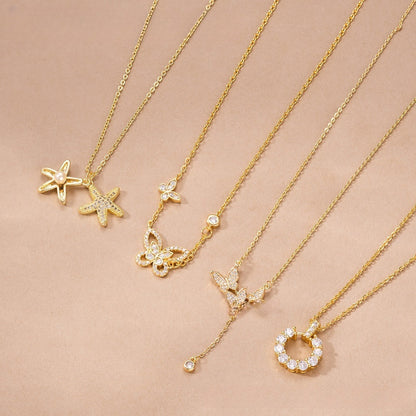 Elegant Circle Pendant Necklace for Women Sparkly Minimalist Layering Piece
