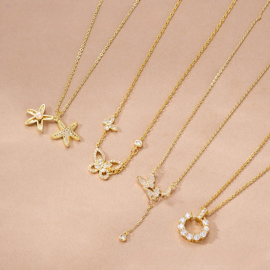 Elegant Circle Pendant Necklace for Women Sparkly Minimalist Layering Piece