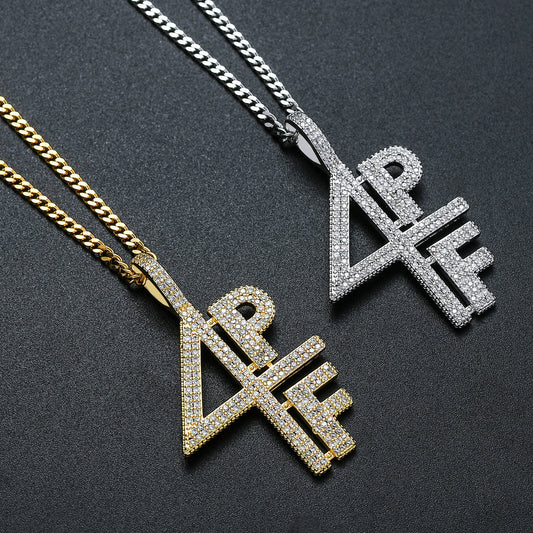 Hip Hop Minimalist Letter Number Copper Pendant Necklace for Men and Women