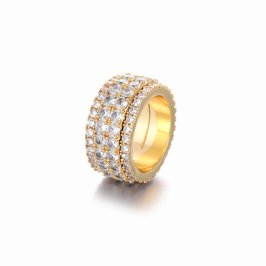 Unisex Geometric Pavé Rotating Ring, Copper Plated Fashion Band
