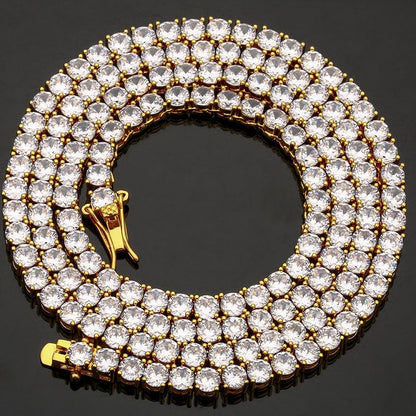 Unisex 925 Silver Moissanite Tennis Chain Necklace - Iced Out Hip Hop Round Geometric Statement Chain