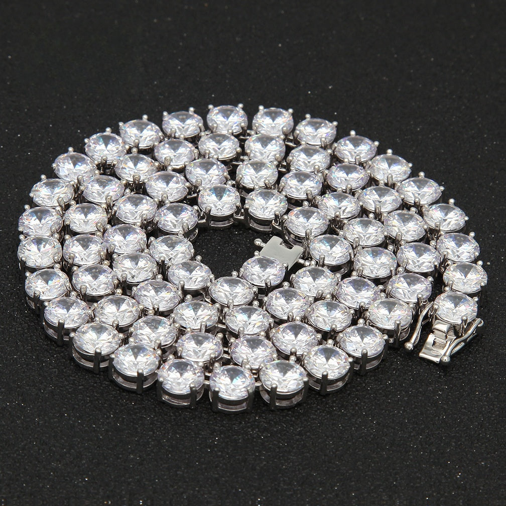 Men’s Iced Out Cubic Zirconia Line Chain Necklace Pendant in Gold Plated or Silver Plated