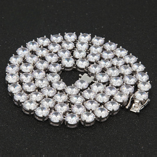 Men’s Iced Out Cubic Zirconia Line Chain Necklace Pendant in Gold Plated or Silver Plated