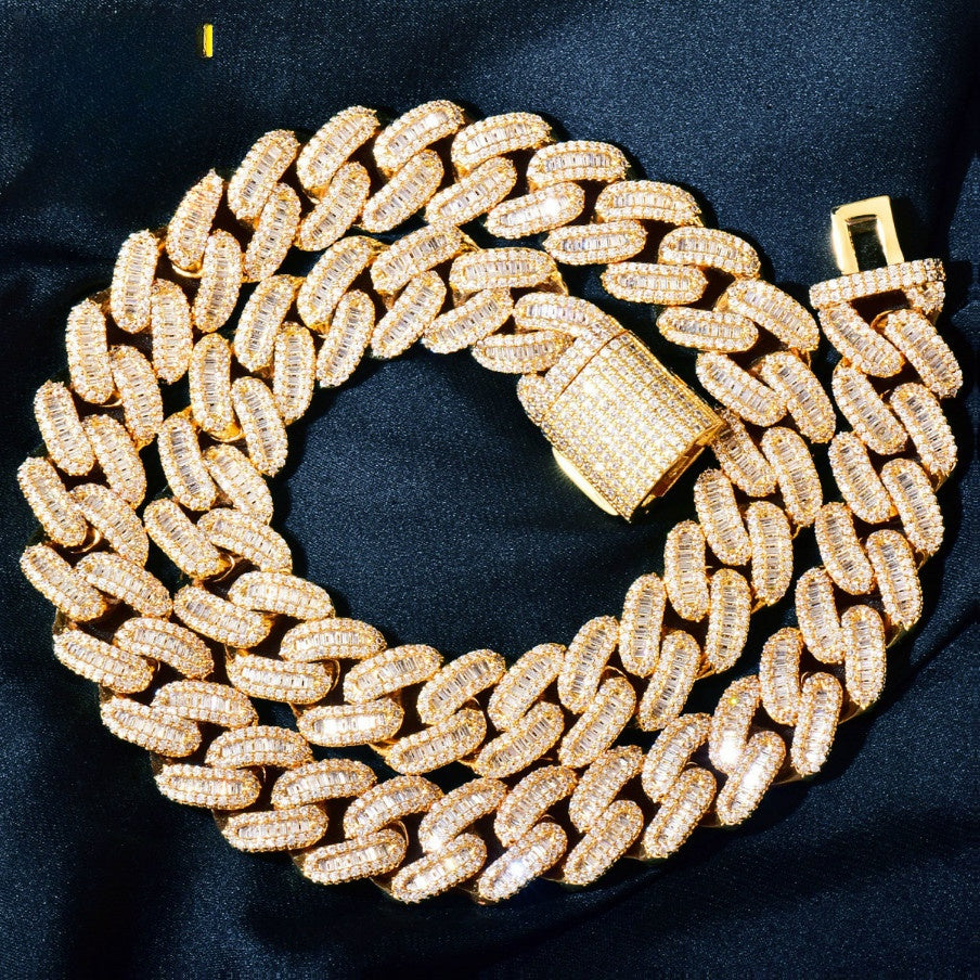 Iced Out Oval Link Cuban Chain Necklace Bracelet Set for Men product image
