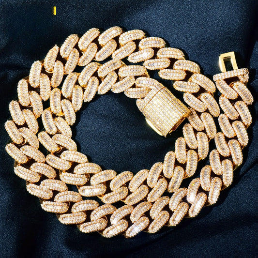 Iced Out Oval Link Cuban Chain Necklace Bracelet Set for Men