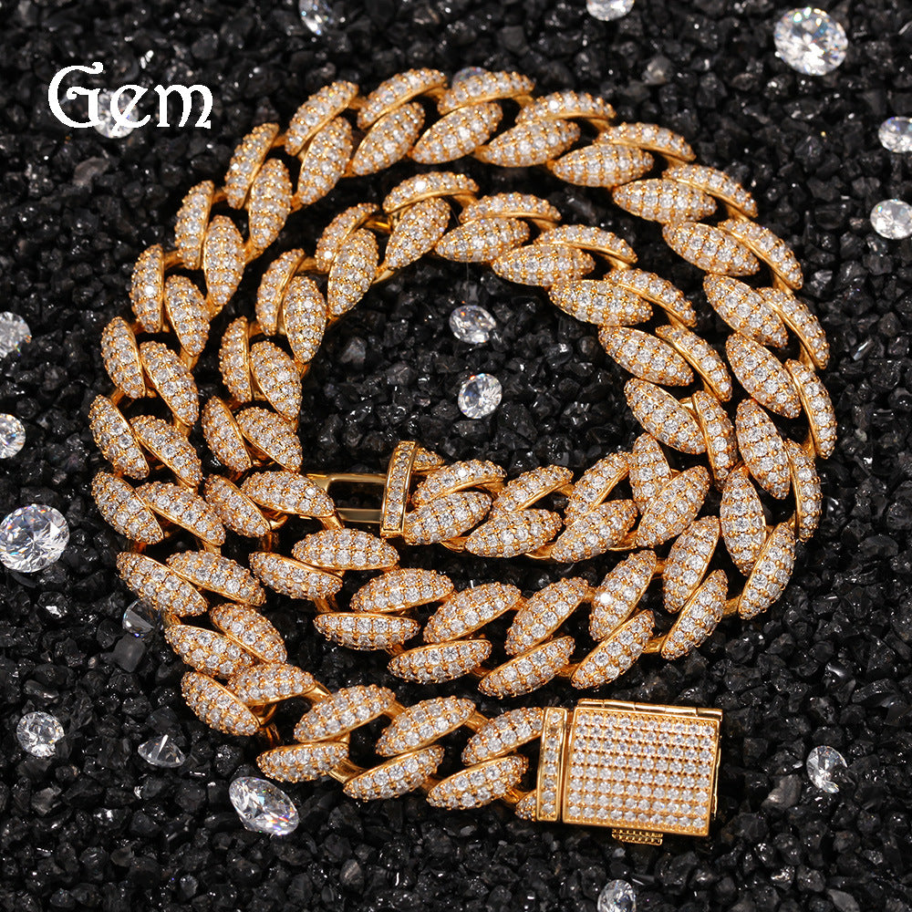 Iced Out Cuban Link Necklace for Women and Men – Gold Plated or Silver Plated Copper Chain Pendant Necklace in 16, 18, 20 Inch