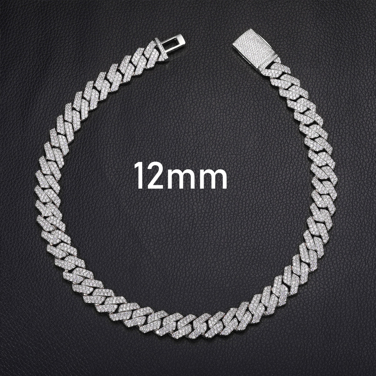 12mm Iced Out Double Row Cuban Link Chain Necklace or Bracelet in Moissanite Look product image