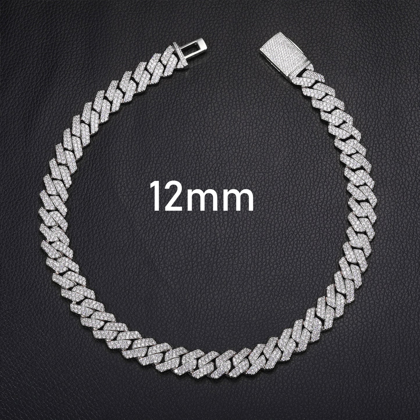 12mm Iced Out Double Row Cuban Link Chain Necklace or Bracelet in Moissanite Look product image