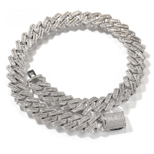 Iced Out Cuban Link Chain Necklace & Bracelet for Men - Cubic Zirconia Gold Plated or Silver Plated Statement Jewelry