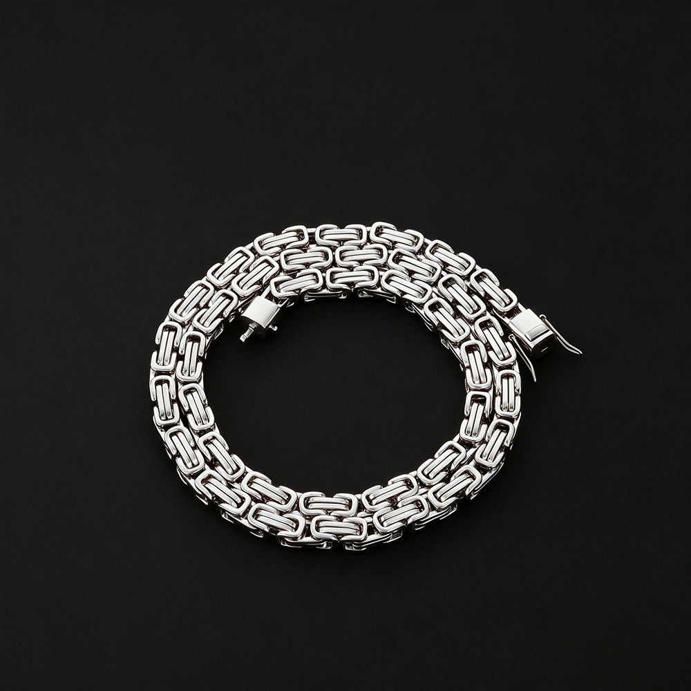 6 mm Polished Byzantine Link Hip Hop Necklace with Stainless steel Base - CHA485 product image