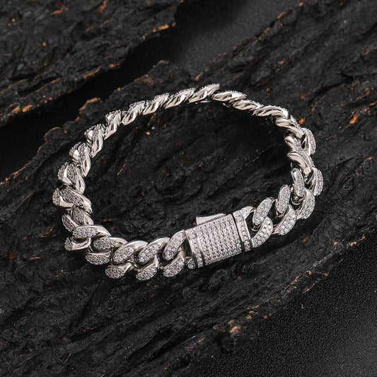 12 mm Iced Cuban Hip Hop Bracelet with Cubic Zirconia on a Copper Base - CHA130 product image