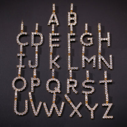 A-Z Initial Letter Pendant Necklace with Crystal Pavé Twist Chain for Women, Gold or Silver Tone