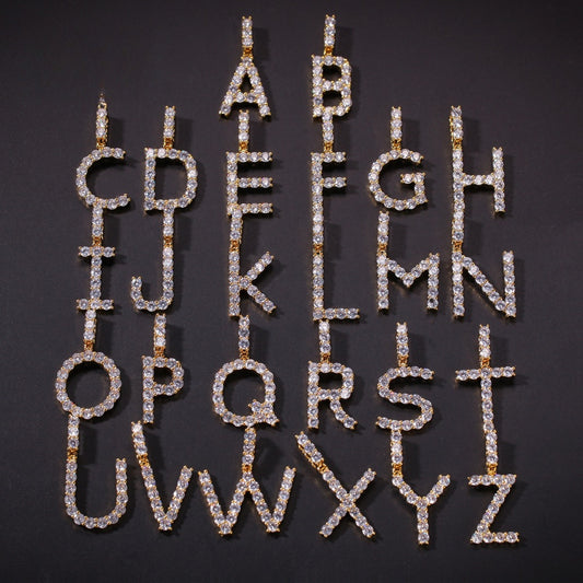 A-Z Initial Letter Pendant Necklace with Crystal Pavé Twist Chain for Women, Gold or Silver Tone