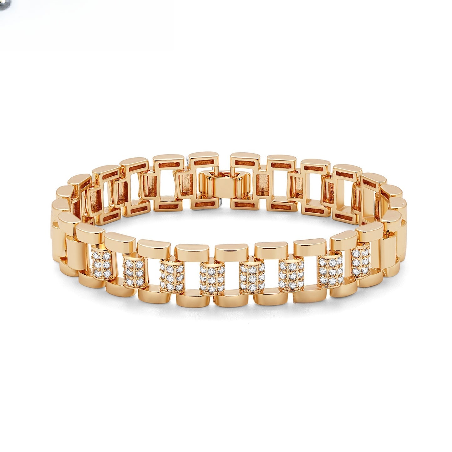 Geometric Link Crystal Bracelet for Women Trendy Luxe Statement Chain