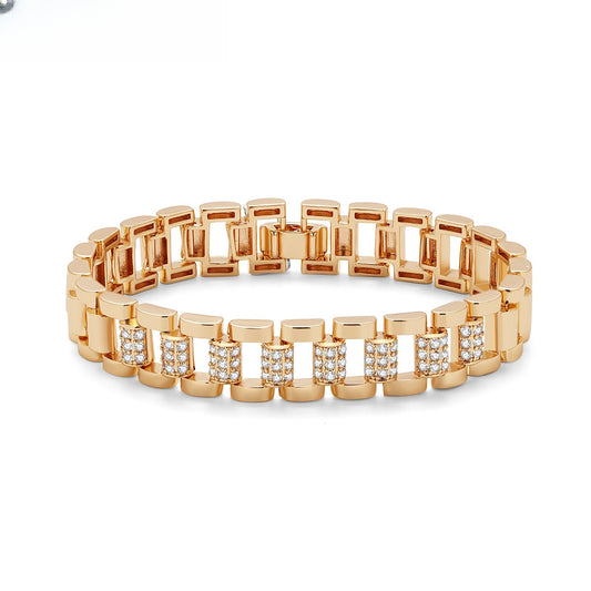 Geometric Link Crystal Bracelet for Women Trendy Luxe Statement Chain