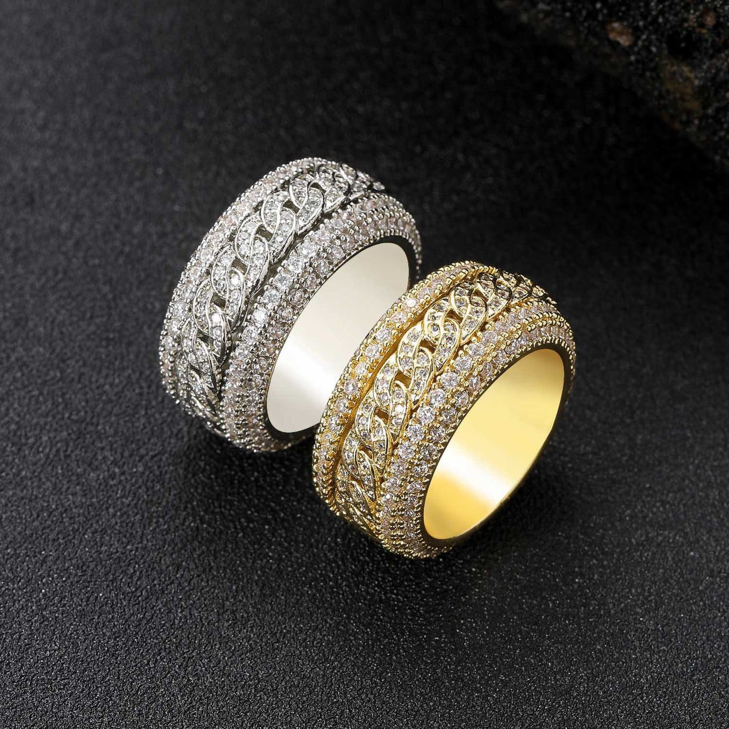 Light Luxury Cuban Link Copper Ring for Men