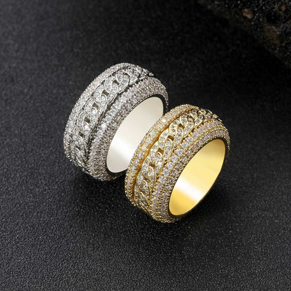 Light Luxury Cuban Link Copper Ring for Men