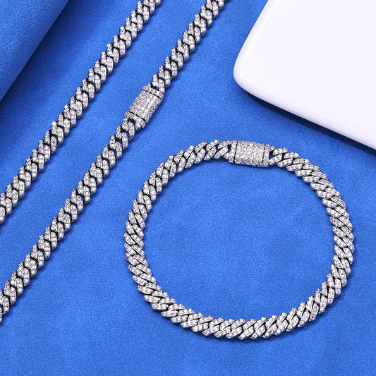 6 mm Iced Cuban Hip Hop Bracelet with Cubic Zirconia on a Silver Base - CHA286 product image