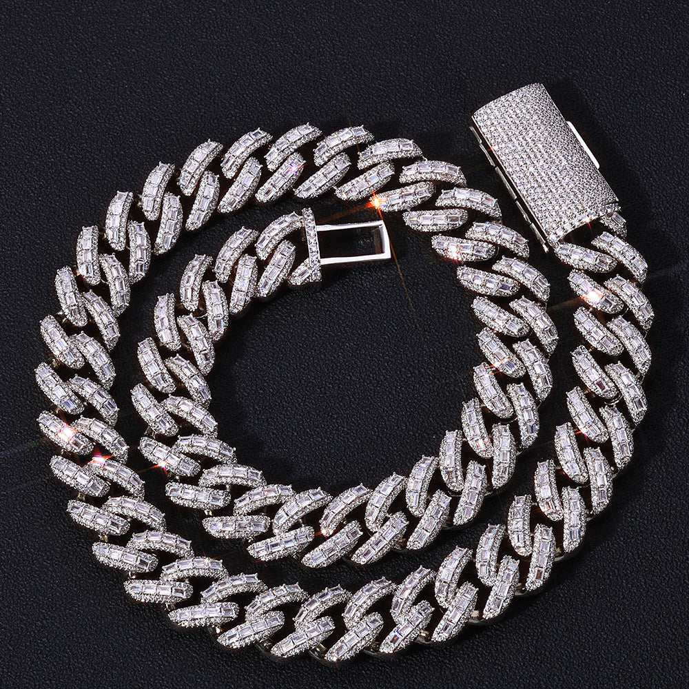 18 mm Baguette CZ Cuban Hip Hop Necklace with Copper Base - CHA390 product image