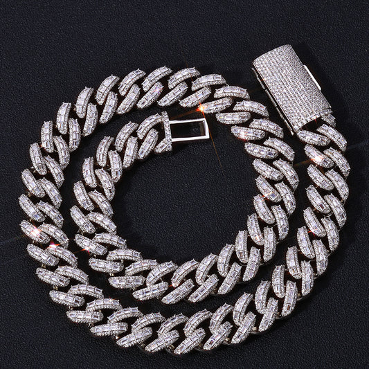 18 mm Baguette CZ Cuban Hip Hop Necklace with Copper Base - CHA390 product image
