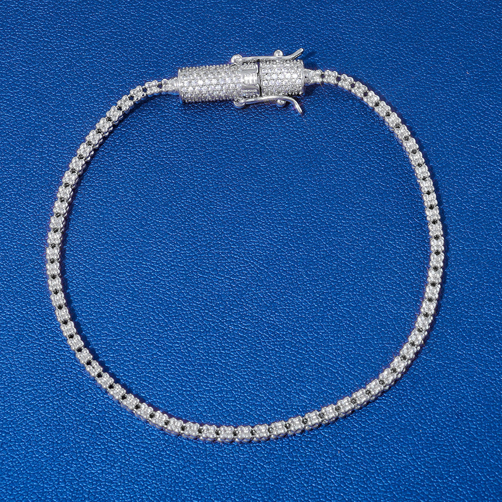 2.5 mm Round CZ Link with Dragon Clasp Hip Hop Bracelet with Copper Base - CHA459 product image