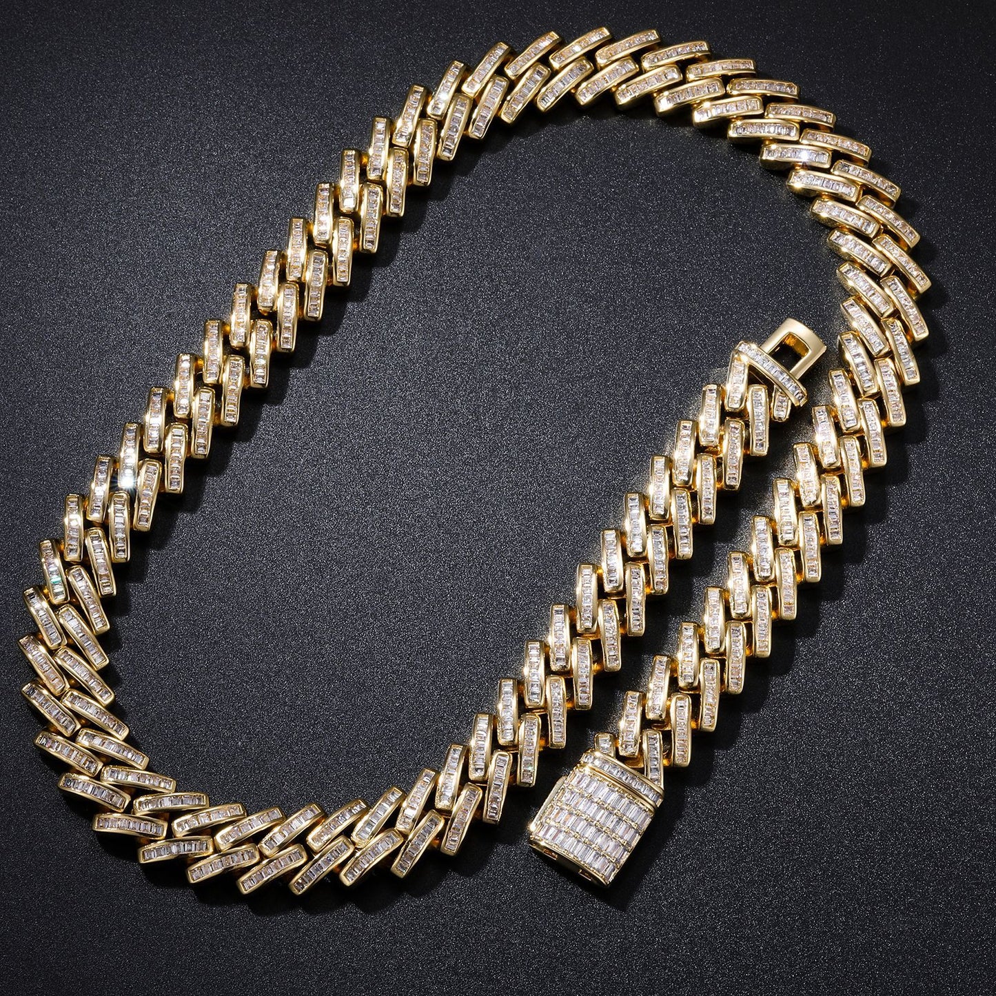Geometric Zircon Cuban Link Chain Necklace and Bracelet product image