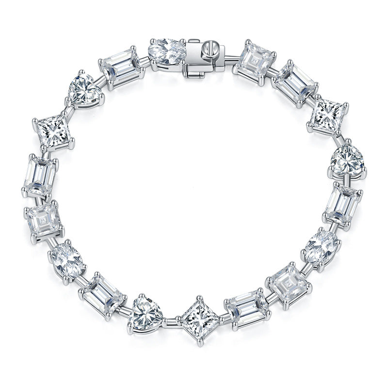 925 Silver Moissanite Tennis Bracelet, Mixed-Cut Link Bracelet product image