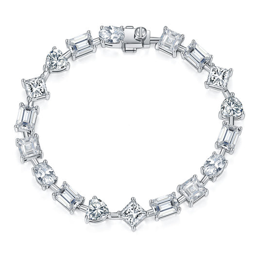 925 Silver Moissanite Tennis Bracelet, Mixed-Cut Link Bracelet product image