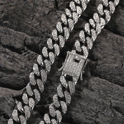 Iced Out Cuban Link Chain Necklace for Women & Men - Gold or Silver Plated Statement Pendant Necklace