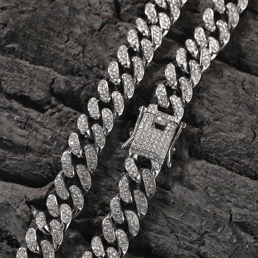 Iced Out Cuban Link Chain Necklace for Women & Men - Gold or Silver Plated Statement Pendant Necklace