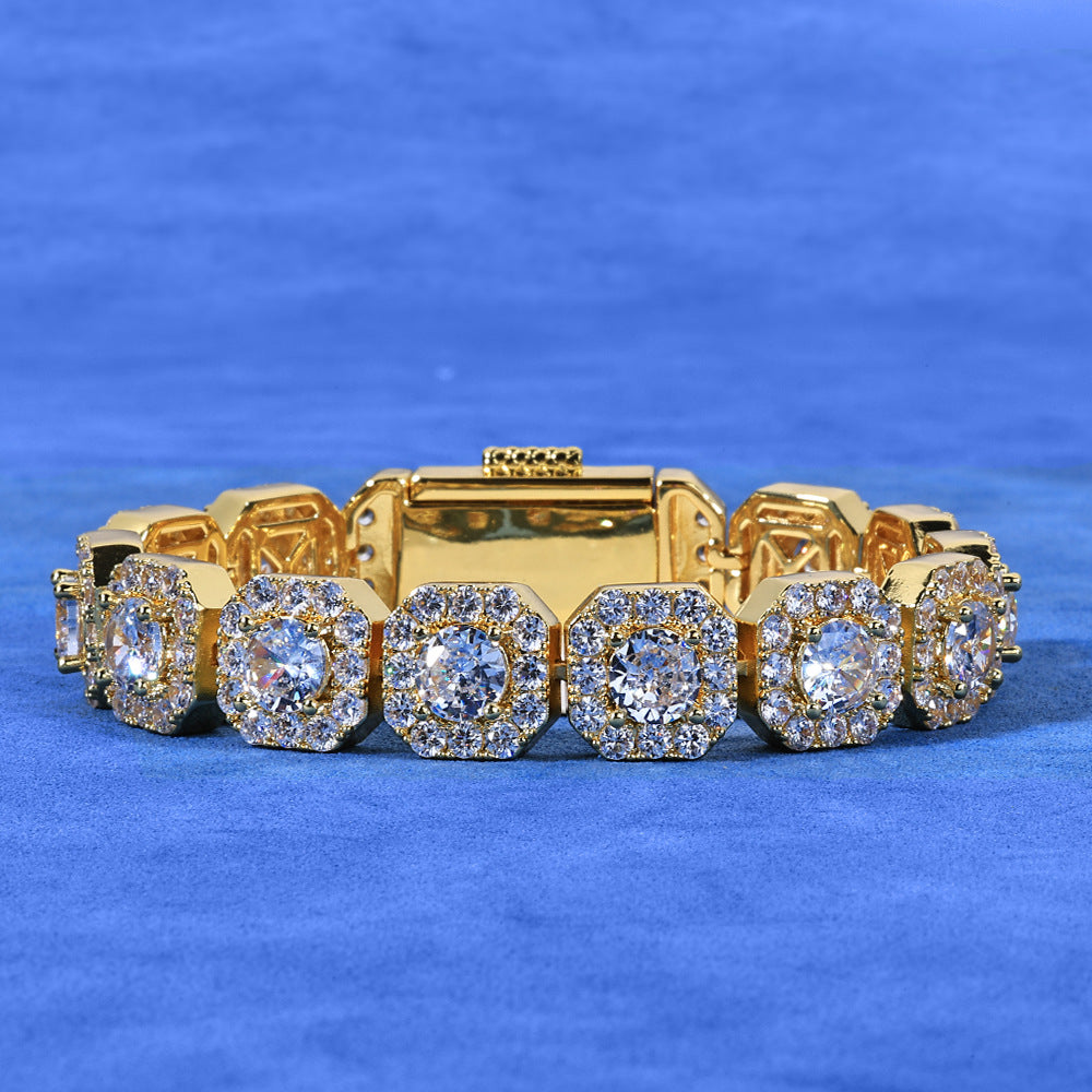 10-12 mm Square Halo CZ Link Copper Bracelet - CHA091 product image