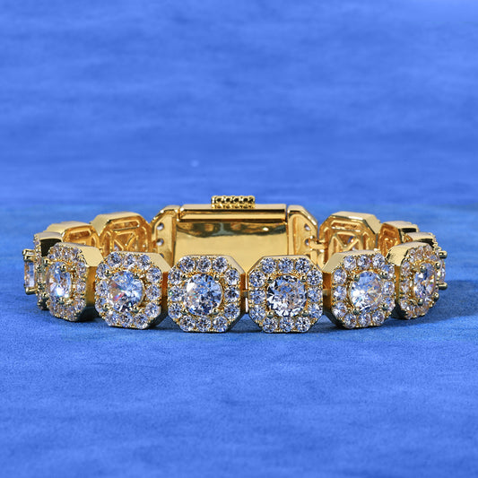 10-12 mm Square Halo CZ Link Copper Bracelet - CHA091 product image