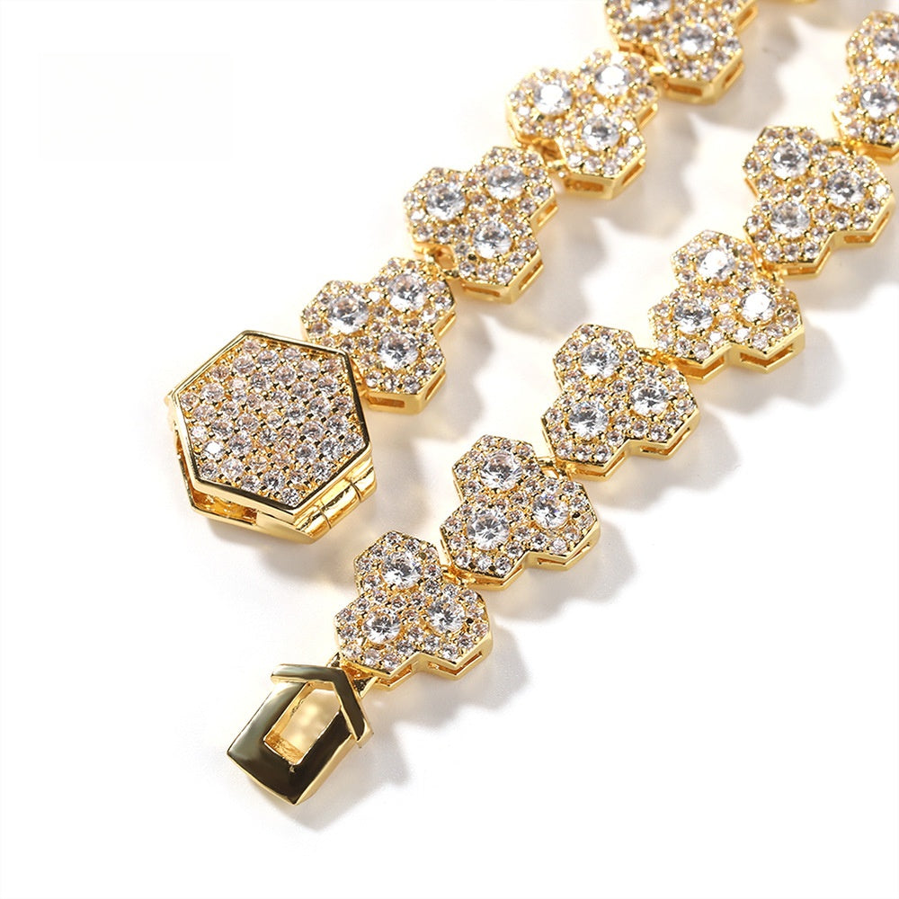 Men’s Irregular Cubic Zirconia Pendant Necklace – Gold Plated or Silver Plated Hip Hop Statement Chain