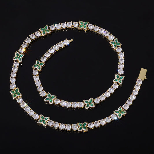 5 mm Butterfly CZ Tennis Hip Hop Necklace with Copper Base - CHA424 product image