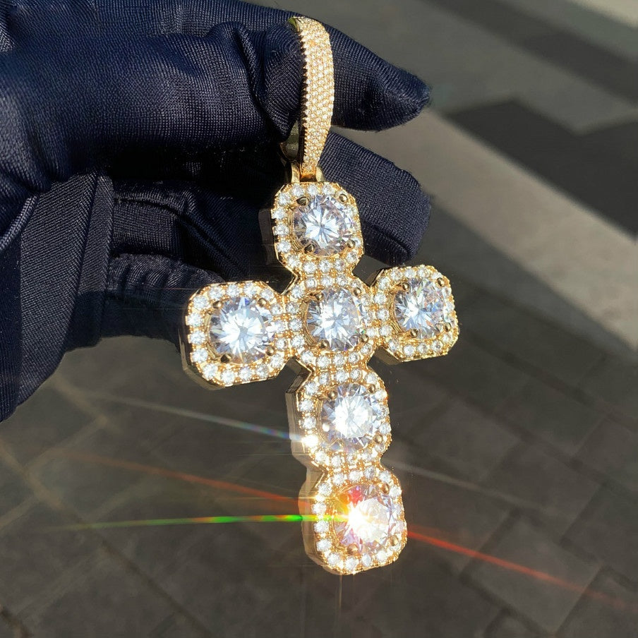 Unisex Iced Out Cross Statement Necklace