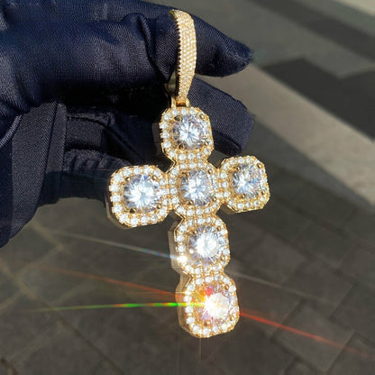 Unisex Iced Out Cross Statement Necklace