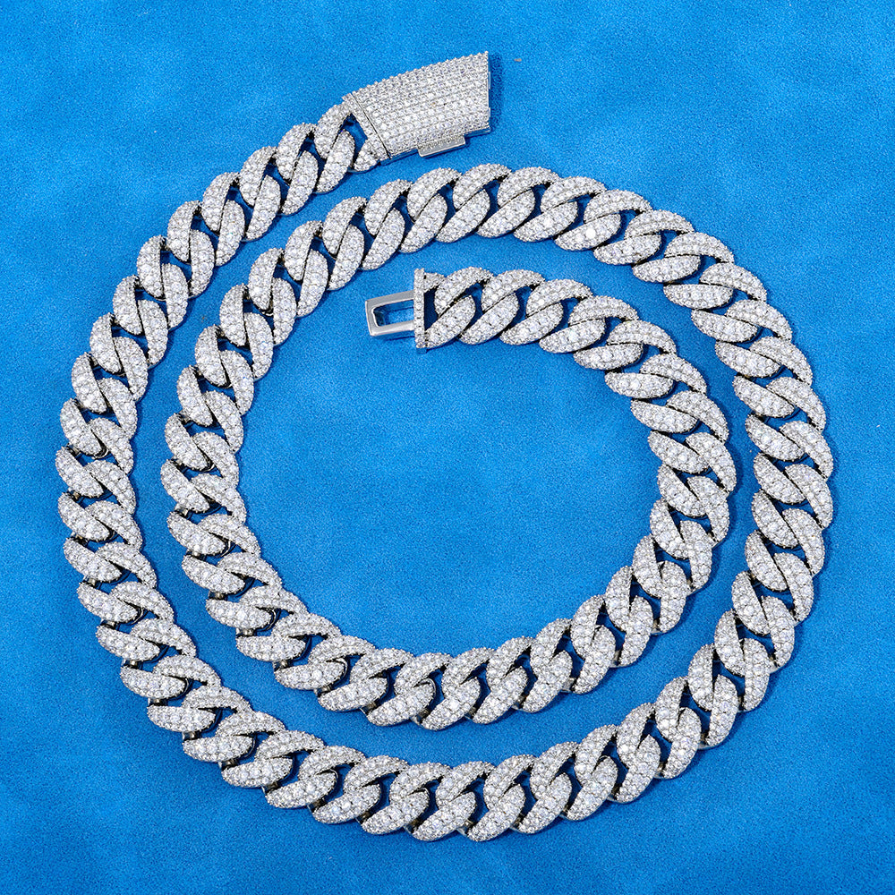 12 mm Iced Cuban Hip Hop Necklace with Cubic Zirconia on a Silver Base - CHA433 product image