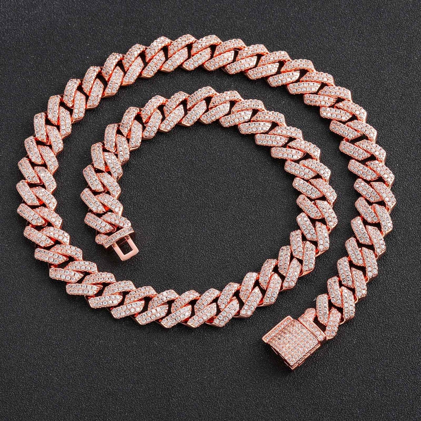 Hip Hop Diamond Shape Cuban Link Cubic Zirconia Necklace for Men