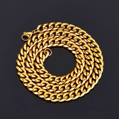 4-9 mm Polished Rounded Cuban Hip Hop Necklace with Stainless steel Base - CHA163
