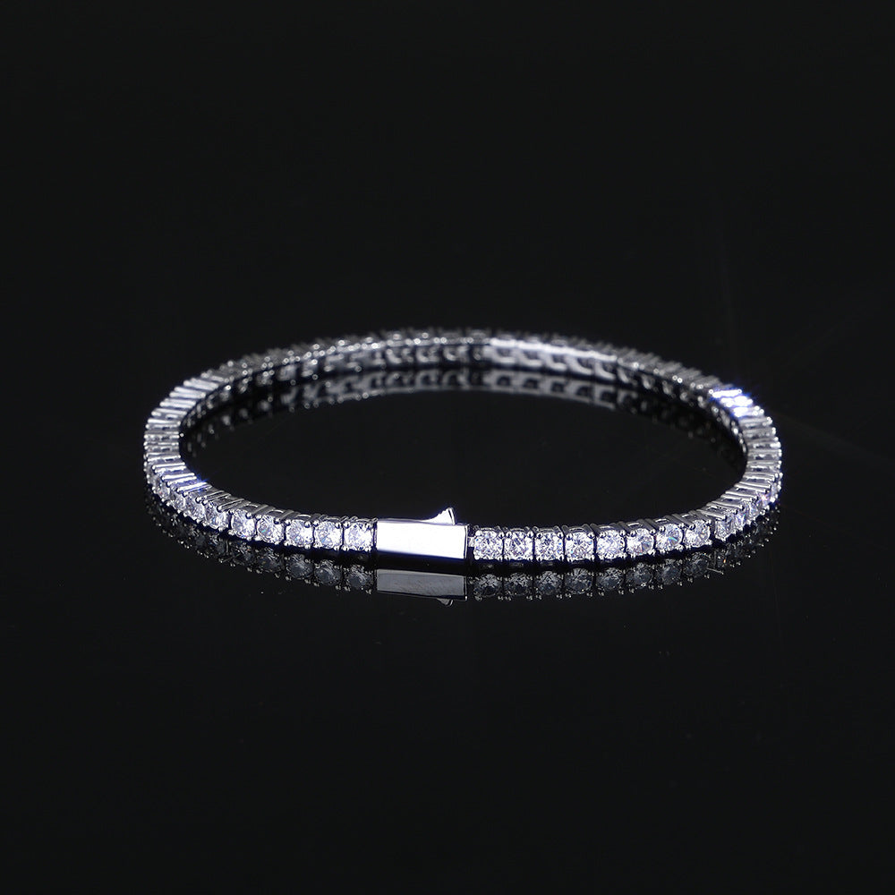3-6 mm Round CZ Tennis Hip Hop Bracelet with Silver Base - CHA005 product image