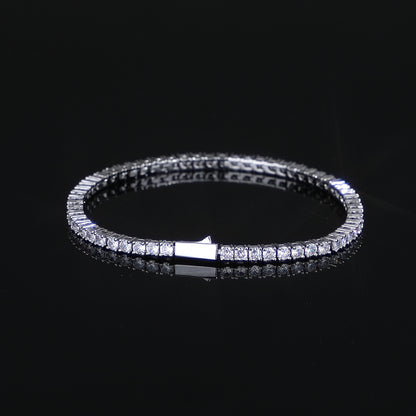 3-6 mm Round CZ Tennis Hip Hop Bracelet with Silver Base - CHA005