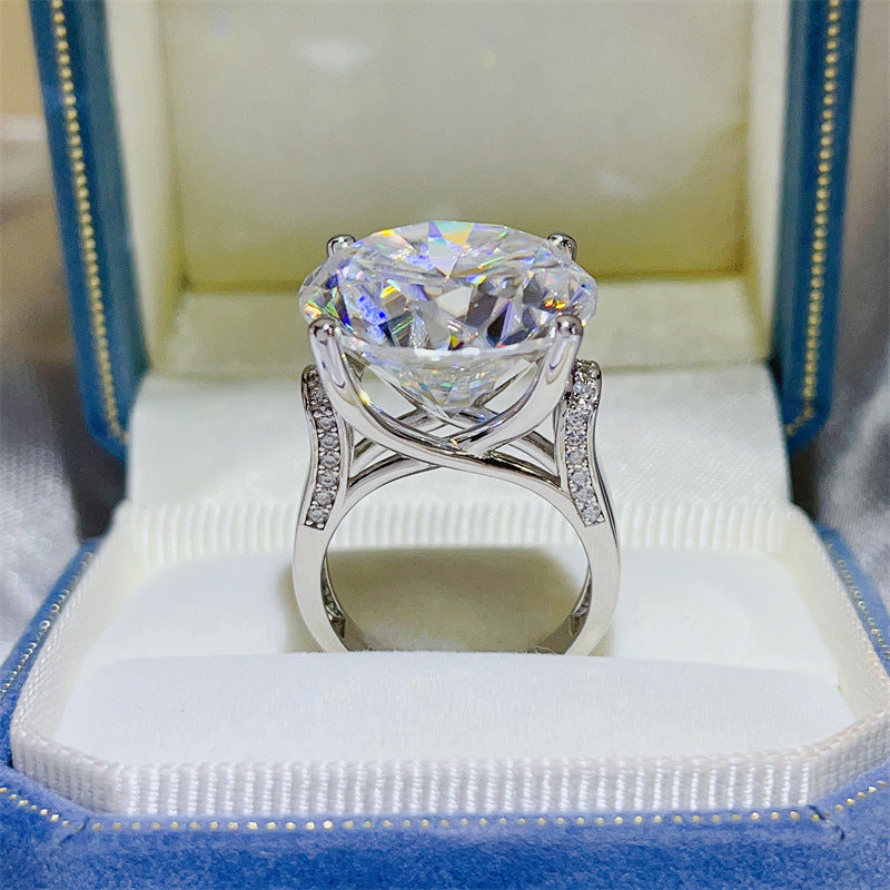 20 Carat D Color Moissanite Ring for Women, Geometric U-Shape Solitaire Engagement Ring product image