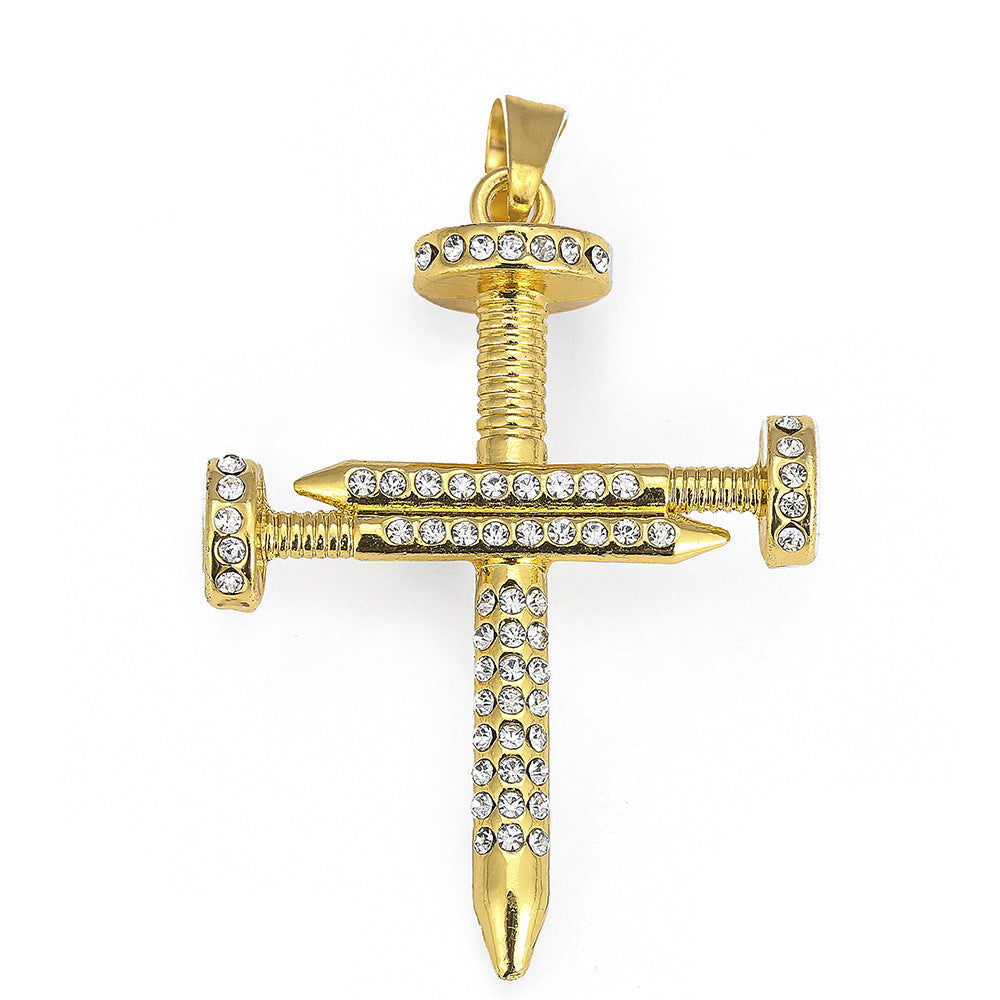 Hip Hop Vintage Eye Cubic Zirconia Pendant Necklace for Men and Women