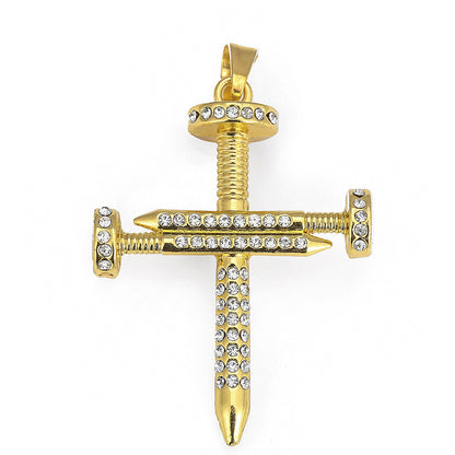 Hip Hop Vintage Eye Cubic Zirconia Pendant Necklace for Men and Women
