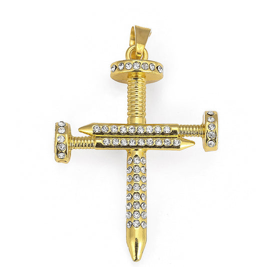 Hip Hop Vintage Eye Cubic Zirconia Pendant Necklace for Men and Women