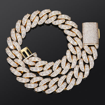 Iced Out Cuban Link Chain Necklace or Bracelet for Men and Women, Micro Pave Cubic Zirconia Hip Hop Streetwear Jewelry