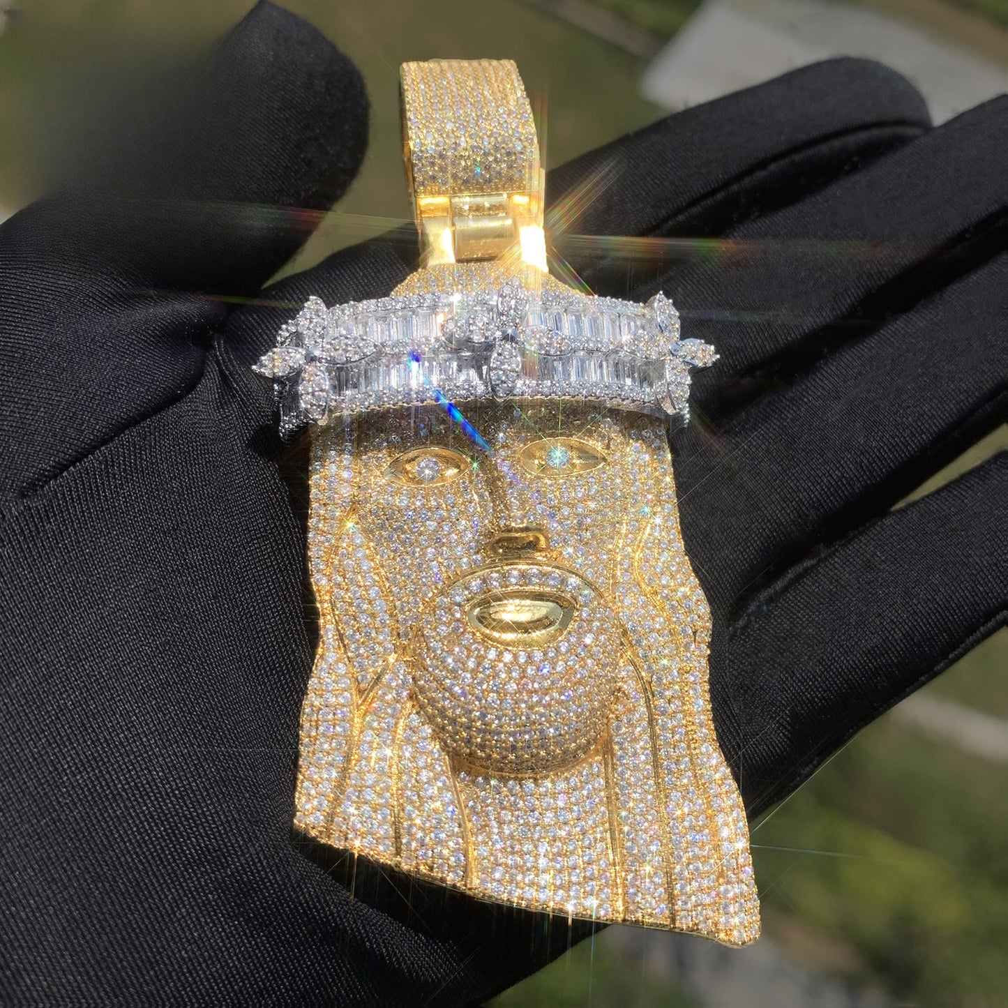 Iced Out Pharaoh Pendant Necklace for Men