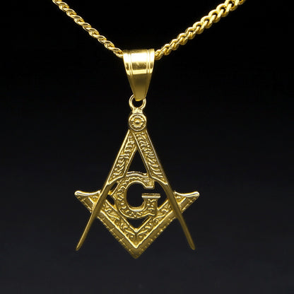Men’s Gold Plated Stainless Steel Statement Pendant Necklace with 3mm Cuban Chain